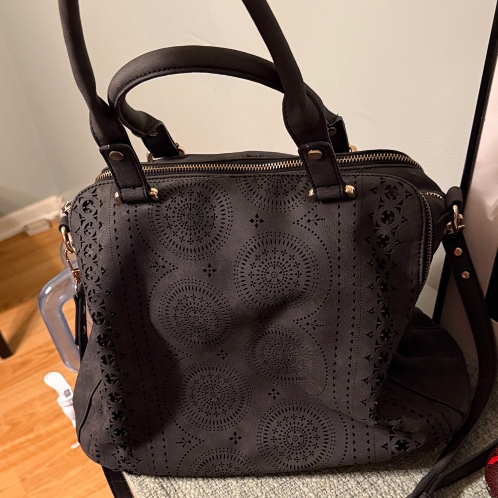 FREE PEOPLE VEGAN suede charcoal Handbag